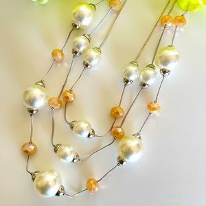 Oversized faux pearl statement necklace set